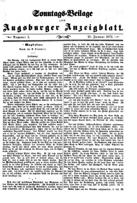 Augsburger Anzeigeblatt. Sonntags-Beilage zum Augsburger Anzeigblatt (Augsburger Anzeigeblatt) Sonntag 21. Januar 1872