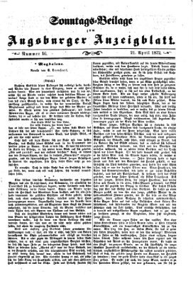 Augsburger Anzeigeblatt. Sonntags-Beilage zum Augsburger Anzeigblatt (Augsburger Anzeigeblatt) Sonntag 21. April 1872