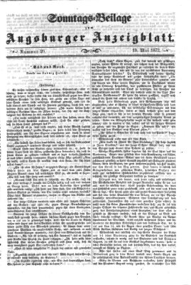 Augsburger Anzeigeblatt. Sonntags-Beilage zum Augsburger Anzeigblatt (Augsburger Anzeigeblatt) Sonntag 19. Mai 1872