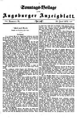 Augsburger Anzeigeblatt. Sonntags-Beilage zum Augsburger Anzeigblatt (Augsburger Anzeigeblatt) Sonntag 30. Juni 1872