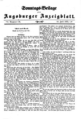 Augsburger Anzeigeblatt. Sonntags-Beilage zum Augsburger Anzeigblatt (Augsburger Anzeigeblatt) Sonntag 14. Juli 1872