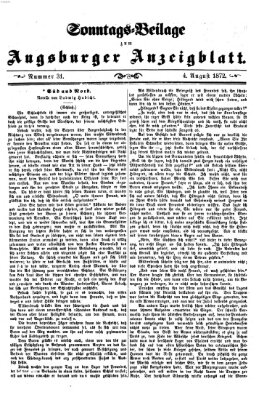 Augsburger Anzeigeblatt. Sonntags-Beilage zum Augsburger Anzeigblatt (Augsburger Anzeigeblatt) Sonntag 4. August 1872