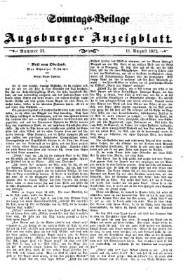 Augsburger Anzeigeblatt. Sonntags-Beilage zum Augsburger Anzeigblatt (Augsburger Anzeigeblatt) Sonntag 11. August 1872