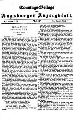 Augsburger Anzeigeblatt. Sonntags-Beilage zum Augsburger Anzeigblatt (Augsburger Anzeigeblatt) Sonntag 25. August 1872