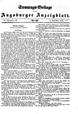 Augsburger Anzeigeblatt. Sonntags-Beilage zum Augsburger Anzeigblatt (Augsburger Anzeigeblatt) Sonntag 8. September 1872