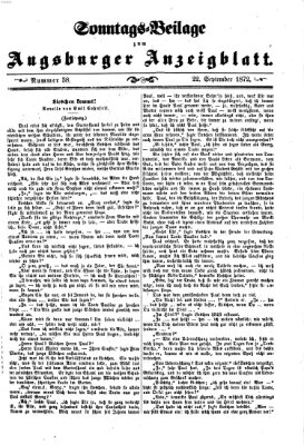 Augsburger Anzeigeblatt. Sonntags-Beilage zum Augsburger Anzeigblatt (Augsburger Anzeigeblatt) Sonntag 22. September 1872