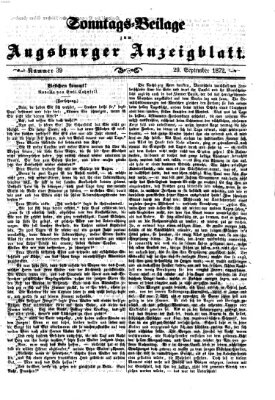 Augsburger Anzeigeblatt. Sonntags-Beilage zum Augsburger Anzeigblatt (Augsburger Anzeigeblatt) Sonntag 29. September 1872