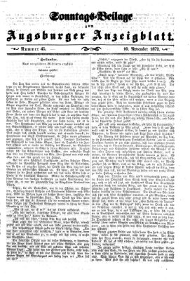 Augsburger Anzeigeblatt. Sonntags-Beilage zum Augsburger Anzeigblatt (Augsburger Anzeigeblatt) Sonntag 10. November 1872