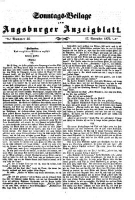 Augsburger Anzeigeblatt. Sonntags-Beilage zum Augsburger Anzeigblatt (Augsburger Anzeigeblatt) Sonntag 17. November 1872