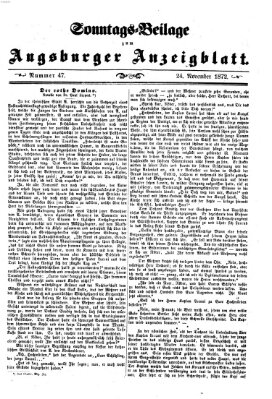 Augsburger Anzeigeblatt. Sonntags-Beilage zum Augsburger Anzeigblatt (Augsburger Anzeigeblatt) Sonntag 24. November 1872