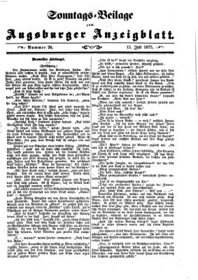 Augsburger Anzeigeblatt. Sonntags-Beilage zum Augsburger Anzeigblatt (Augsburger Anzeigeblatt) Sonntag 13. Juli 1873