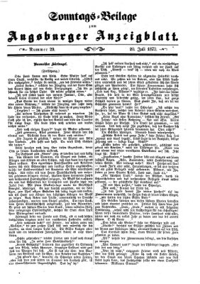 Augsburger Anzeigeblatt. Sonntags-Beilage zum Augsburger Anzeigblatt (Augsburger Anzeigeblatt) Sonntag 20. Juli 1873