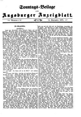 Augsburger Anzeigeblatt. Sonntags-Beilage zum Augsburger Anzeigblatt (Augsburger Anzeigeblatt) Sonntag 14. September 1873