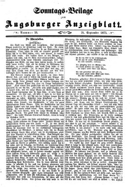 Augsburger Anzeigeblatt. Sonntags-Beilage zum Augsburger Anzeigblatt (Augsburger Anzeigeblatt) Sonntag 21. September 1873