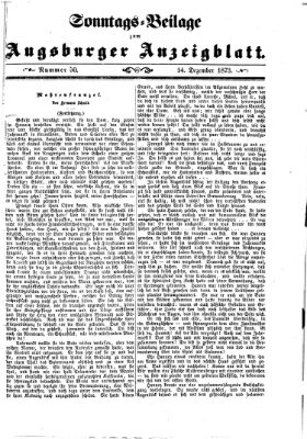 Augsburger Anzeigeblatt. Sonntags-Beilage zum Augsburger Anzeigblatt (Augsburger Anzeigeblatt) Sonntag 14. Dezember 1873