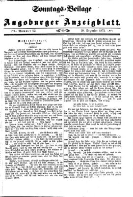 Augsburger Anzeigeblatt. Sonntags-Beilage zum Augsburger Anzeigblatt (Augsburger Anzeigeblatt) Sonntag 28. Dezember 1873