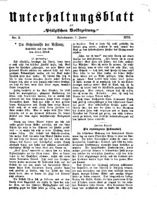 Unterhaltungsblatt zur Kaiserslauterer Zeitung (Pfälzische Volkszeitung) Sonntag 7. Januar 1872