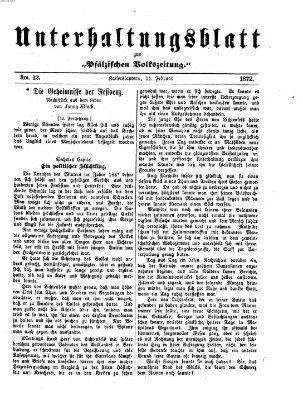 Unterhaltungsblatt zur Kaiserslauterer Zeitung (Pfälzische Volkszeitung) Sonntag 11. Februar 1872