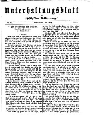 Unterhaltungsblatt zur Kaiserslauterer Zeitung (Pfälzische Volkszeitung) Mittwoch 13. März 1872