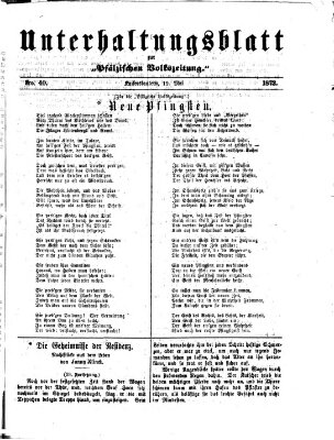 Unterhaltungsblatt zur Kaiserslauterer Zeitung (Pfälzische Volkszeitung) Sonntag 19. Mai 1872