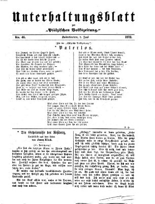 Unterhaltungsblatt zur Kaiserslauterer Zeitung (Pfälzische Volkszeitung) Sonntag 9. Juni 1872