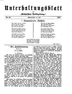 Unterhaltungsblatt zur Kaiserslauterer Zeitung (Pfälzische Volkszeitung) Sonntag 28. Juli 1872