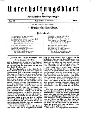 Unterhaltungsblatt zur Kaiserslauterer Zeitung (Pfälzische Volkszeitung) Sonntag 8. September 1872