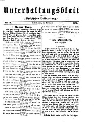 Unterhaltungsblatt zur Kaiserslauterer Zeitung (Pfälzische Volkszeitung) Sonntag 22. September 1872