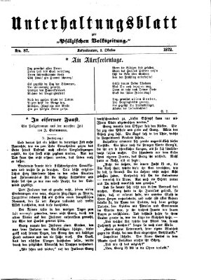 Unterhaltungsblatt zur Kaiserslauterer Zeitung (Pfälzische Volkszeitung) Sonntag 3. November 1872