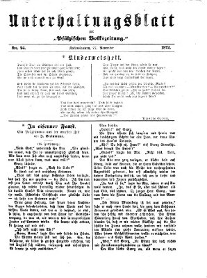 Unterhaltungsblatt zur Kaiserslauterer Zeitung (Pfälzische Volkszeitung) Mittwoch 27. November 1872