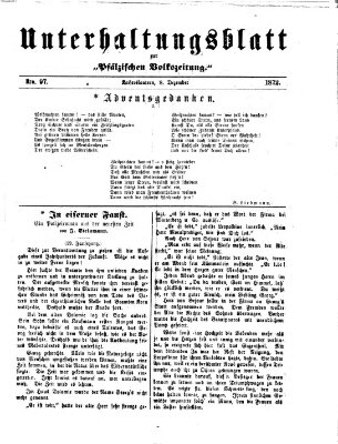 Unterhaltungsblatt zur Kaiserslauterer Zeitung (Pfälzische Volkszeitung) Sonntag 8. Dezember 1872