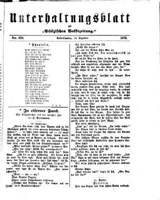 Unterhaltungsblatt zur Kaiserslauterer Zeitung (Pfälzische Volkszeitung) Mittwoch 18. Dezember 1872