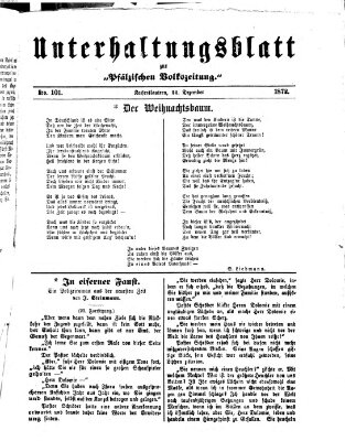 Unterhaltungsblatt zur Kaiserslauterer Zeitung (Pfälzische Volkszeitung) Sonntag 22. Dezember 1872