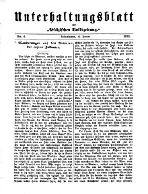 Unterhaltungsblatt zur Kaiserslauterer Zeitung (Pfälzische Volkszeitung) Sonntag 12. Januar 1873