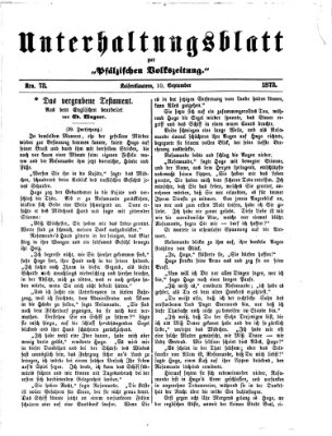 Unterhaltungsblatt zur Kaiserslauterer Zeitung (Pfälzische Volkszeitung) Mittwoch 10. September 1873