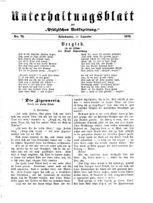 Unterhaltungsblatt zur Kaiserslauterer Zeitung (Pfälzische Volkszeitung) Sonntag 28. September 1873