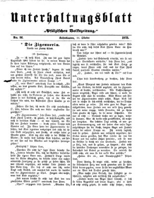 Unterhaltungsblatt zur Kaiserslauterer Zeitung (Pfälzische Volkszeitung) Sonntag 26. Oktober 1873