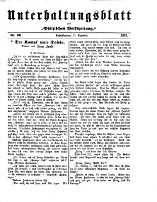 Unterhaltungsblatt zur Kaiserslauterer Zeitung (Pfälzische Volkszeitung) Mittwoch 17. Dezember 1873