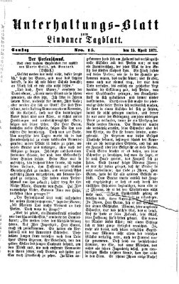 Lindauer Tagblatt für Stadt und Land. Unterhaltungs-Blatt zum Lindauer Tagblatt (Lindauer Tagblatt für Stadt und Land) Samstag 15. April 1871