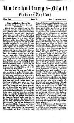 Lindauer Tagblatt für Stadt und Land. Unterhaltungs-Blatt zum Lindauer Tagblatt (Lindauer Tagblatt für Stadt und Land) Samstag 17. Februar 1872