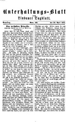 Lindauer Tagblatt für Stadt und Land. Unterhaltungs-Blatt zum Lindauer Tagblatt (Lindauer Tagblatt für Stadt und Land) Samstag 20. April 1872