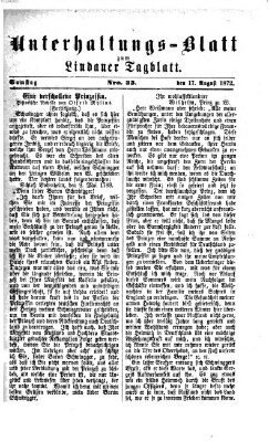 Lindauer Tagblatt für Stadt und Land. Unterhaltungs-Blatt zum Lindauer Tagblatt (Lindauer Tagblatt für Stadt und Land) Samstag 17. August 1872