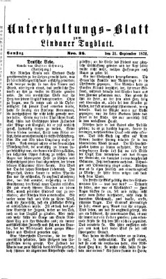 Lindauer Tagblatt für Stadt und Land. Unterhaltungs-Blatt zum Lindauer Tagblatt (Lindauer Tagblatt für Stadt und Land) Samstag 21. September 1872