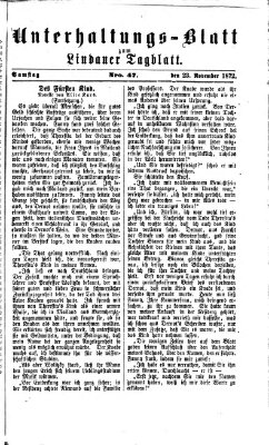 Lindauer Tagblatt für Stadt und Land. Unterhaltungs-Blatt zum Lindauer Tagblatt (Lindauer Tagblatt für Stadt und Land) Samstag 23. November 1872