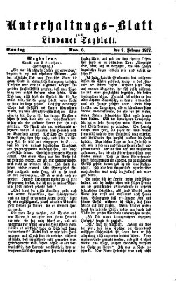 Lindauer Tagblatt für Stadt und Land. Unterhaltungs-Blatt zum Lindauer Tagblatt (Lindauer Tagblatt für Stadt und Land) Samstag 8. Februar 1873