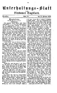 Lindauer Tagblatt für Stadt und Land. Unterhaltungs-Blatt zum Lindauer Tagblatt (Lindauer Tagblatt für Stadt und Land) Samstag 22. Februar 1873