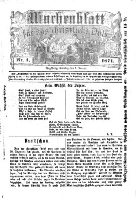 Wochenblatt für das christliche Volk Sonntag 1. Januar 1871
