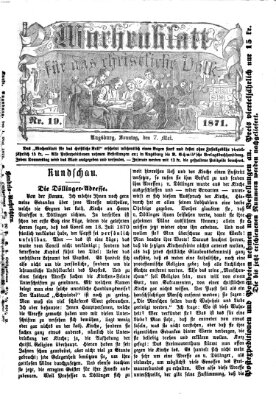 Wochenblatt für das christliche Volk Sonntag 7. Mai 1871