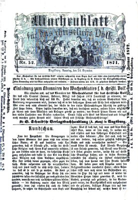 Wochenblatt für das christliche Volk Sonntag 24. Dezember 1871