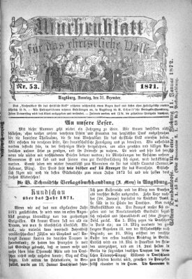 Wochenblatt für das christliche Volk Sonntag 31. Dezember 1871